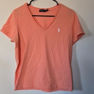 Ralph Lauren Women's Peach V-Neck Tee